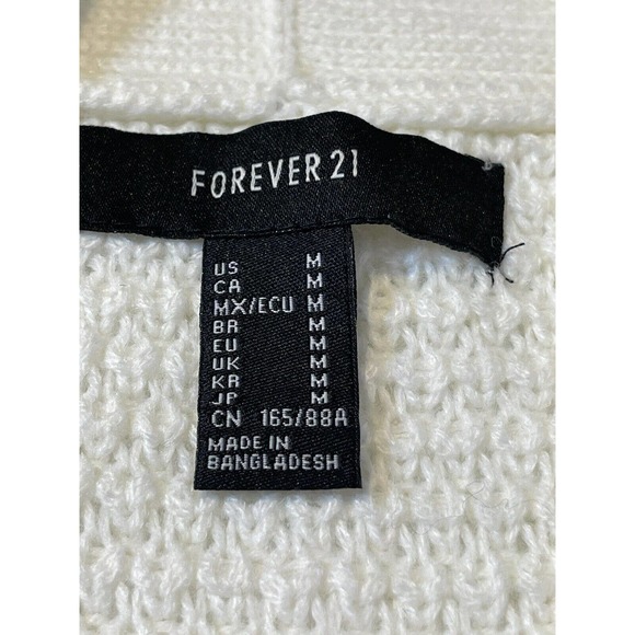 Forever 21 Long White Cardigan. Size Medium. 2 Pockets. Very Soft. NEW - Picture 5 of 8